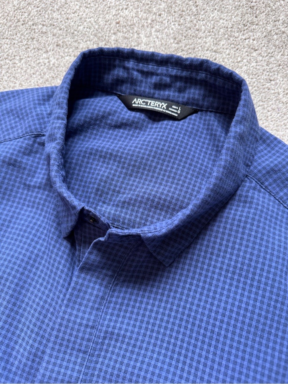 Mens Arcteryx Revvy Short Sleeve Snap Button Up Trekking Shirt Size Lage - Picture 8 of 13